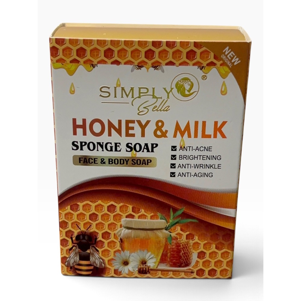 Simply Bella Honey & Milk Sponge Soap Face & Body Anti-Aging Brightening SIM060